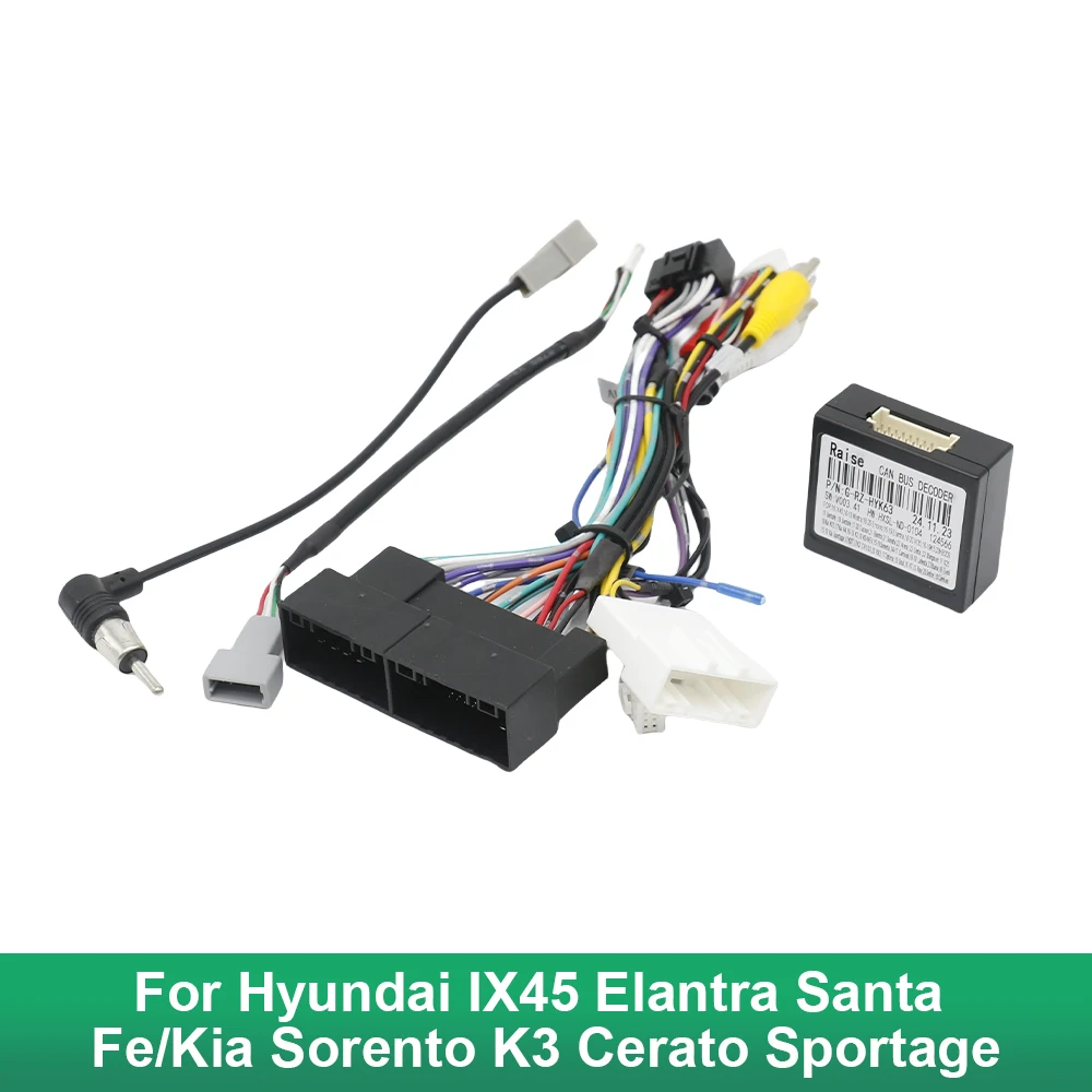 For Hyundai IX45 Elantra Santa Fe/Kia Sorento K3 Cerato Sportage 16 Pin Car Head Unit Harness Power Adapter Cable With Canbus