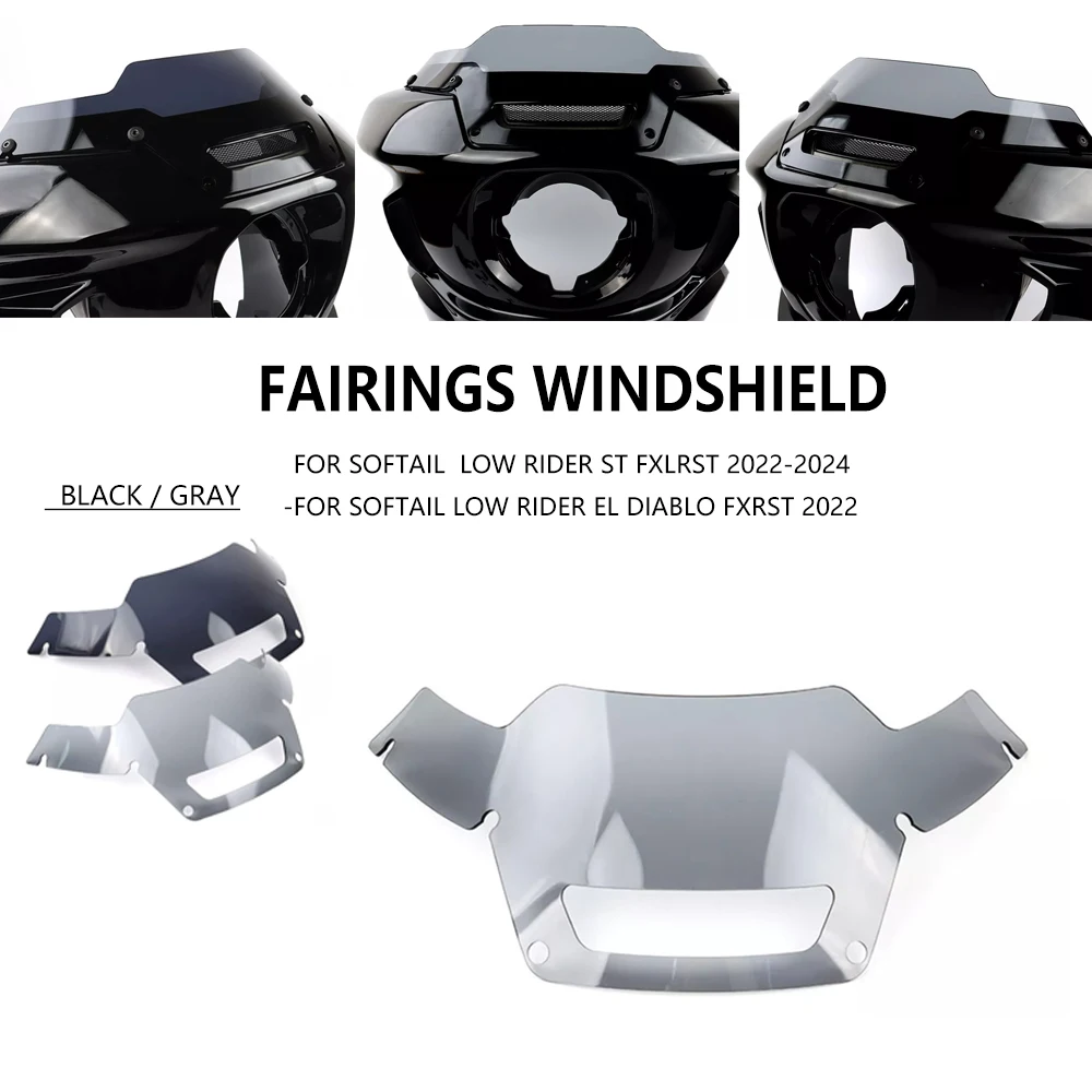 

GRAY/Clear New Motorcycle Wave Flare Fairings Windshields For Harley Softail Low Rider FXRST /ST 2022-2025
