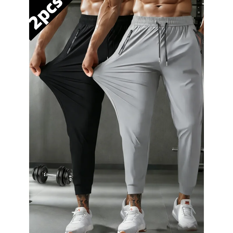 

Мужские повседневные брюки (2 шт.) из быстросохнущего ледяного шелка для лета: для велоспорта, фитнеса, бега, футбола, рыбалки