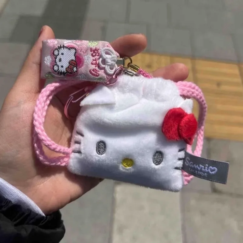 

Плюшевый кошелек Sanrio с рисунком Hello Kitty, японский Kawaii Hangyodon Kuromi, сумка для наушников, детский креативный праздничный подарок