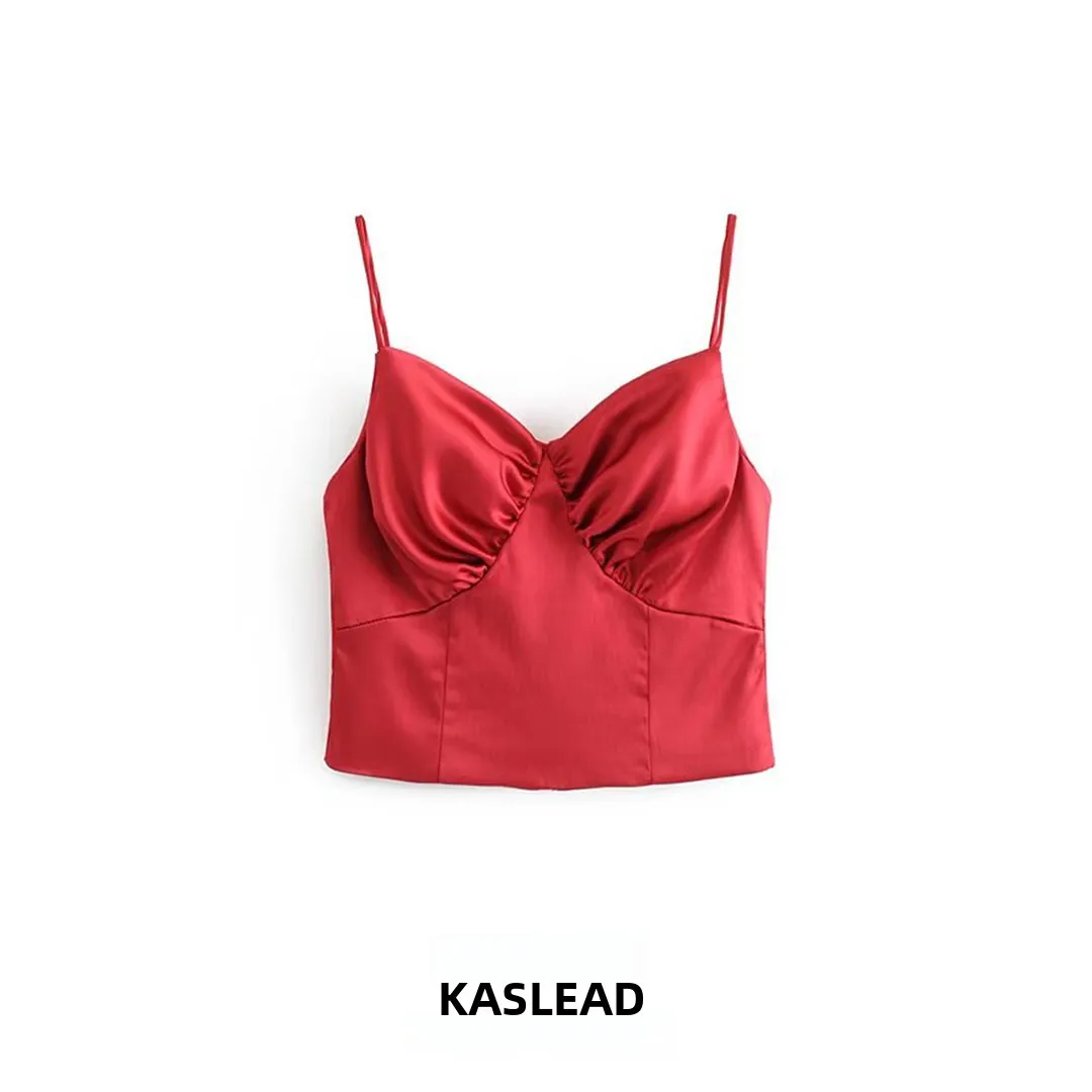 KASLEAD New Women's Fashion Versatile Design Small Crowd Tube Top Strapless Crop Top Polyester Fiber Short Length Outerwear
