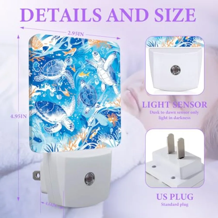 Night Light, Sea World Plug-in Night Lights with Dusk-to-Dawn Sensor for Bedroom, Bathroom and Living Room Sleep Friendly lamp