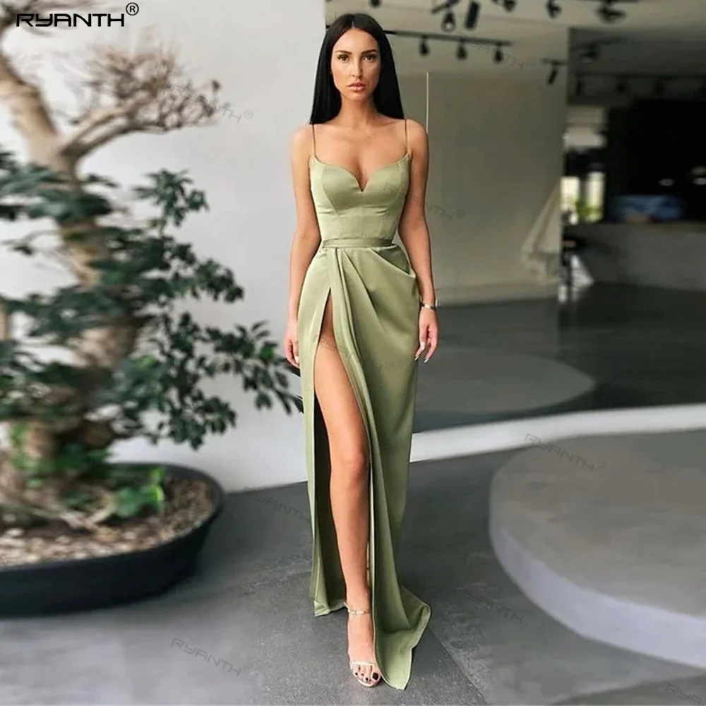 

Ryanth Sunny Mint Green Long Side Slit Sleeveless Mermaid Evening Dresses Sleeveless High Side Slit Formal Graduation Gown Dress