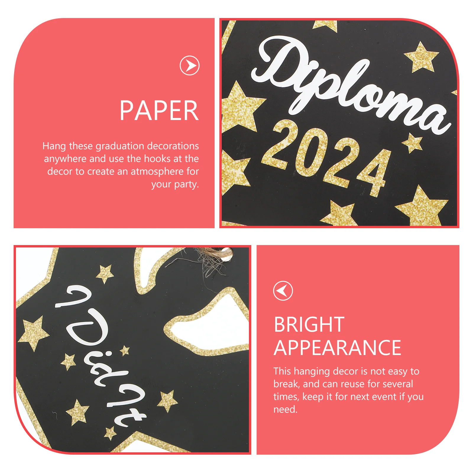 

8 Pcs Party Decoration Card Graduation Hanging Charm Centerpieces Hemp Rope Ornament Paper Pendant