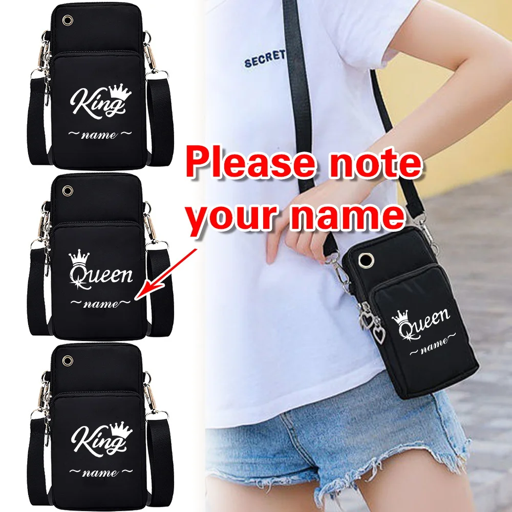 

Personalized Customization Name Black Handheld Phone Bag Small Crossbody Bag Women's Wallet Canvas Phone Wallet