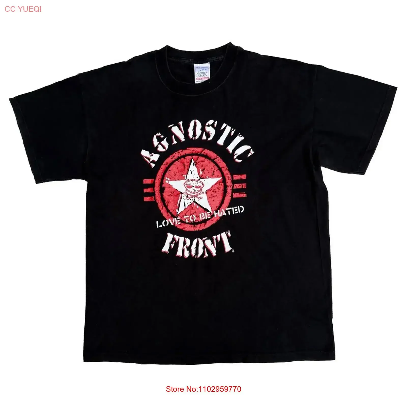 Camiseta vintage Agnostic Front 1990 de los años 90, Love To Be Hated, de la gira de conciertos de la banda, camiseta rara vintage lavada, unisex, ropa de diseñador suave