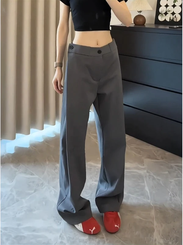 

Black Pleated Straight Leg Men's Summer High-End Drapey Suit Pants Korean Trend Casual Loose Trousers Youth Fashion Polyester...