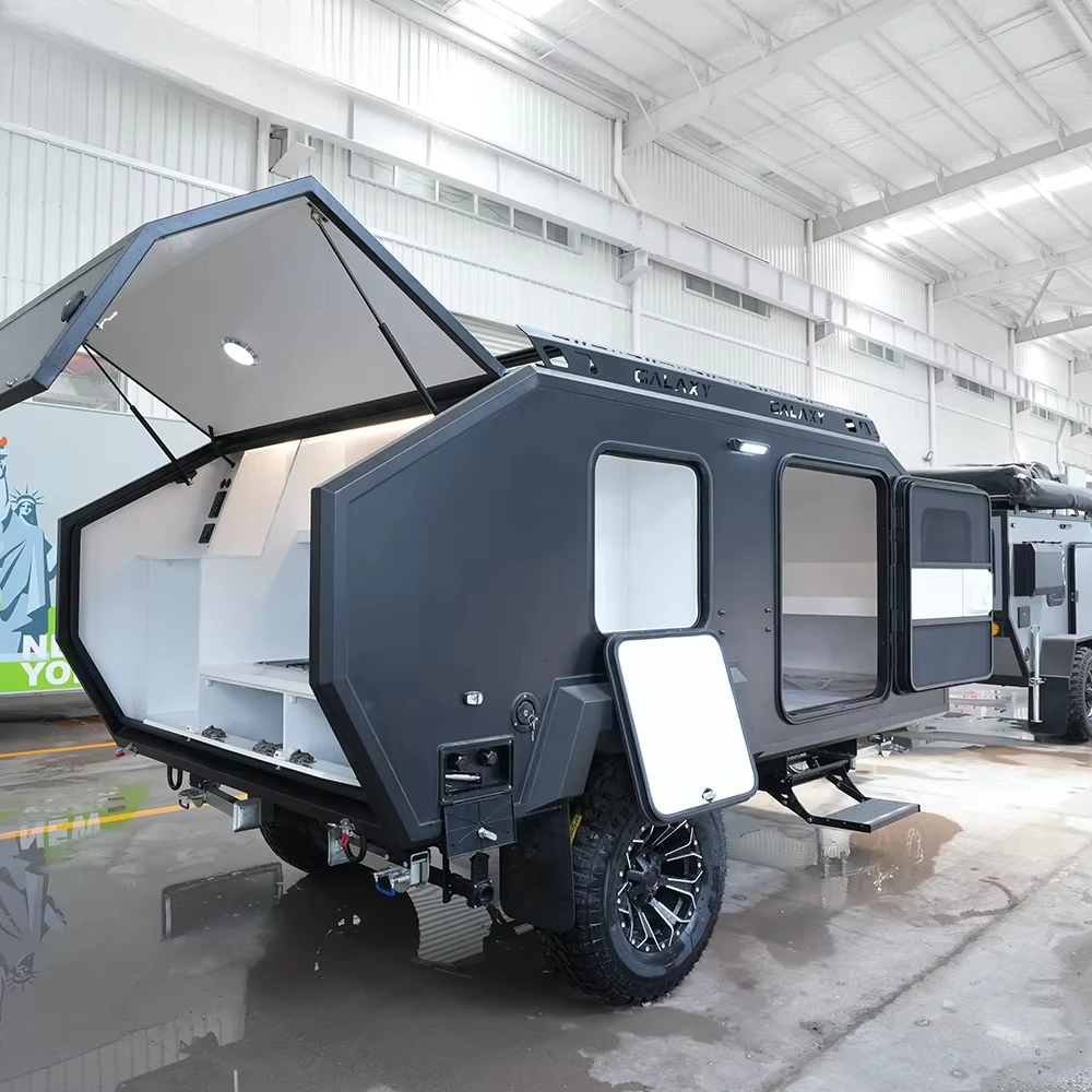 Modern Mini Folding Off-Road Travel Trailer with Independent Suspension for Outdoor Adventures and Camping Caravans