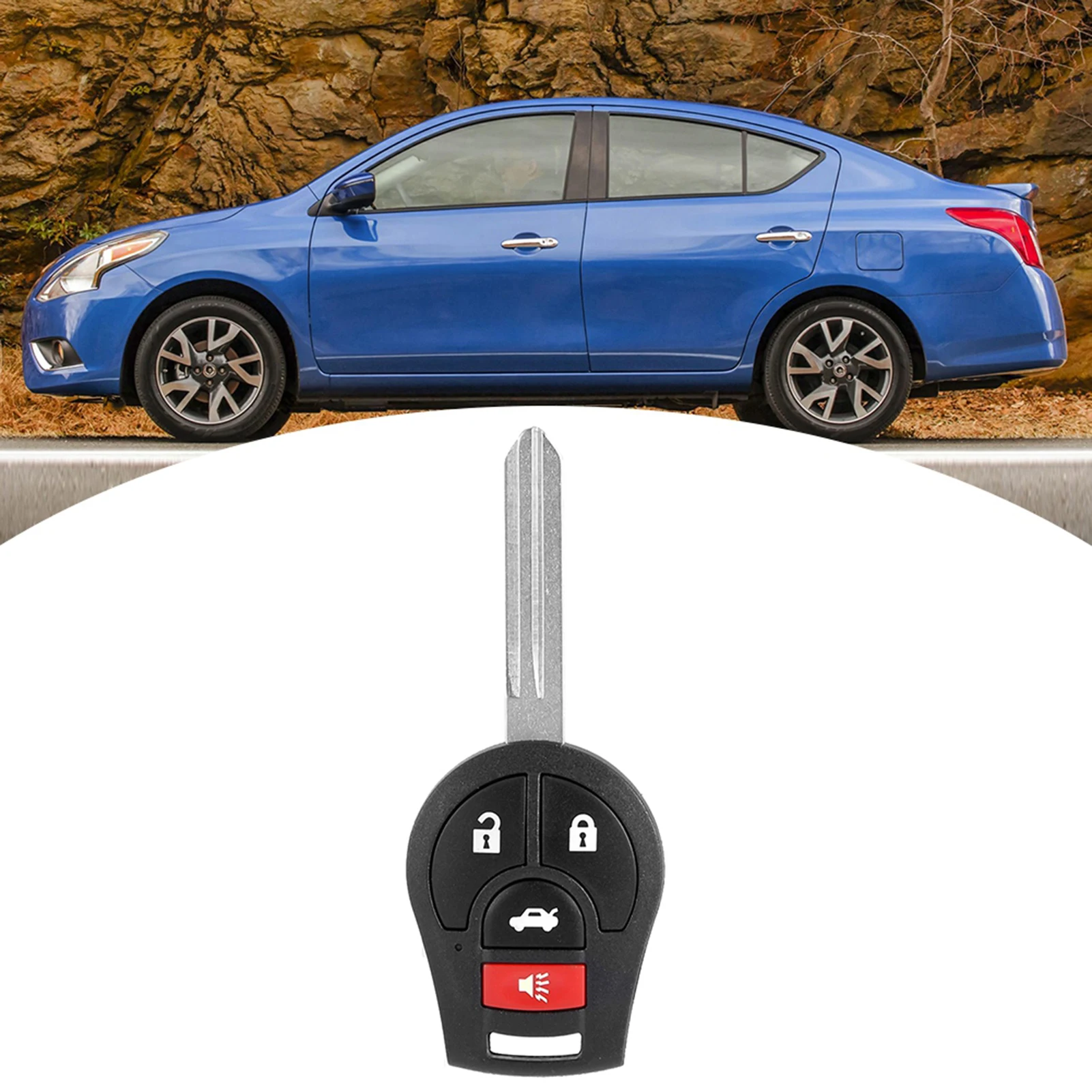 4 أزرار مفتاح السيارة عن بعد مع 46 رقاقة تناسب Nissan Vers 2013-2017 مفتاح السيارة صالح لنيسان #4