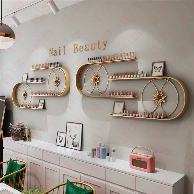 Creative U-shaped Nail Polish Organizer Metal Storage Shelf Display Rack  Salon Cosmetics Wall   Hanging