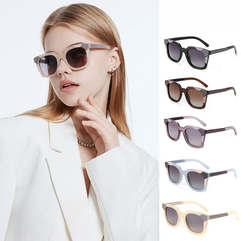 

Прямоугольные двухцветные поляризованные солнцезащитные очки унисекс UV400 с легкой квадратной оправой для уличной моды, повседневного ношения, стильные очки