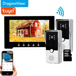 Dragonsview-Wireless Video Intercom Door Phone, Tela sensível ao toque, WiFi, Sistema de campainha, 1080P, Registro, Detecção de Movimento, Rainproof Night