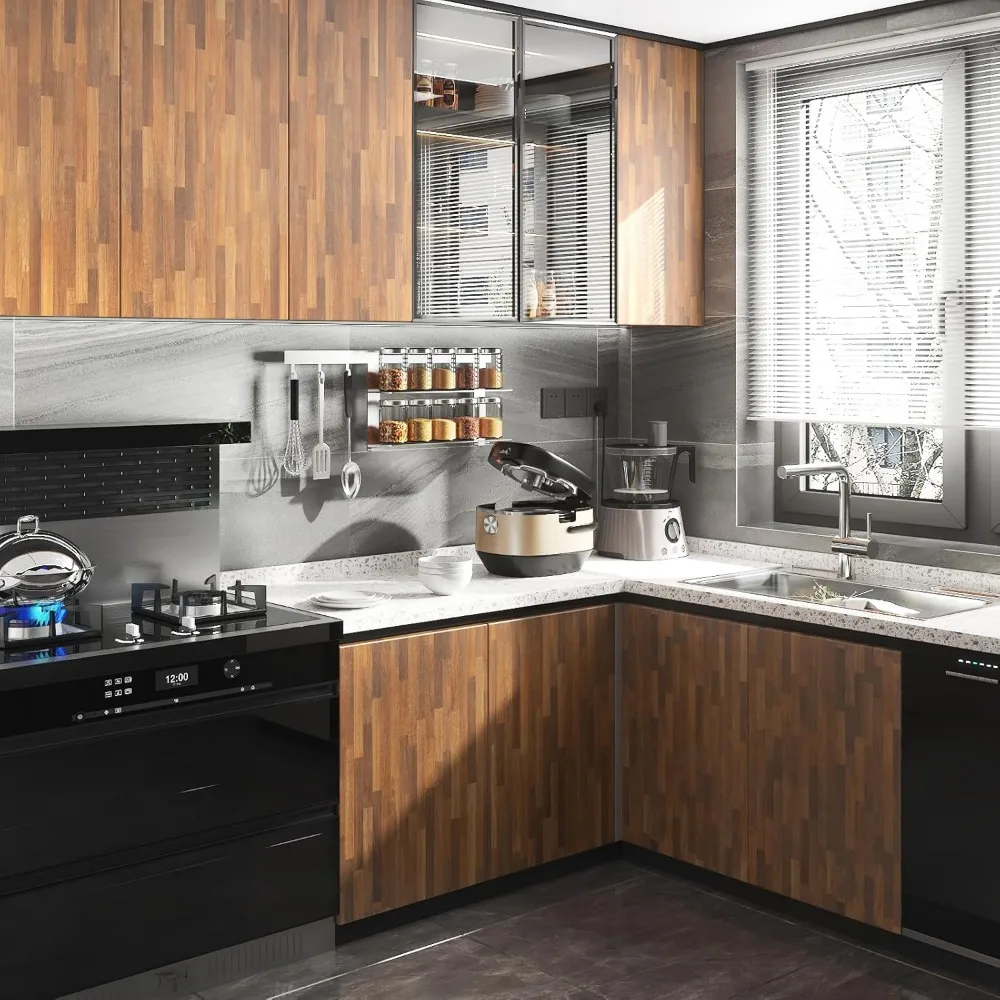 ورق اتصال كبير من الخشب البني المقاوم للماء للخزائن وأسطح الطاولة - قشر وعصا، مقاس 36 × 200، غطاء متين لسطح الطاولة