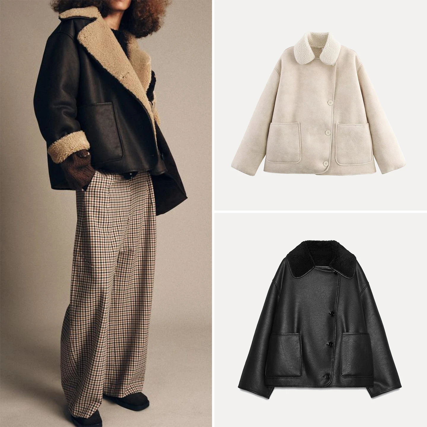 معطف نسائي كاجوال من Faionable مصنوع من الجلد والفراء Jaet للخريف وصل حديثًا معطف Z للتنقل فضفاض مناسب طويل Sve #1