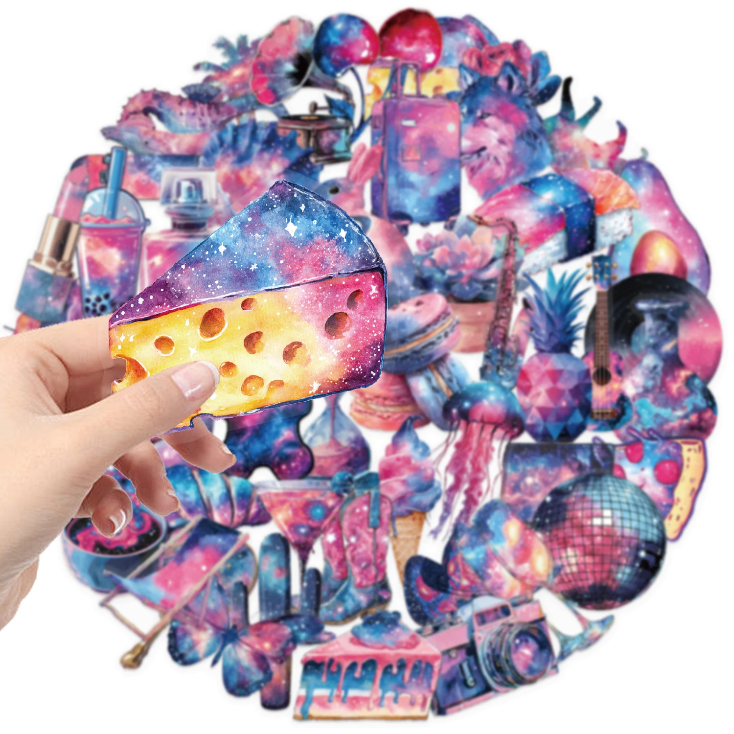 50 SZTUK Naklejek Gwieździste Niebo Przezroczyste Wodoodporne Naklejki Dekoracyjne na Laptopa, Telefon Komórkowy, Bagaż i Butelkę z Wodą