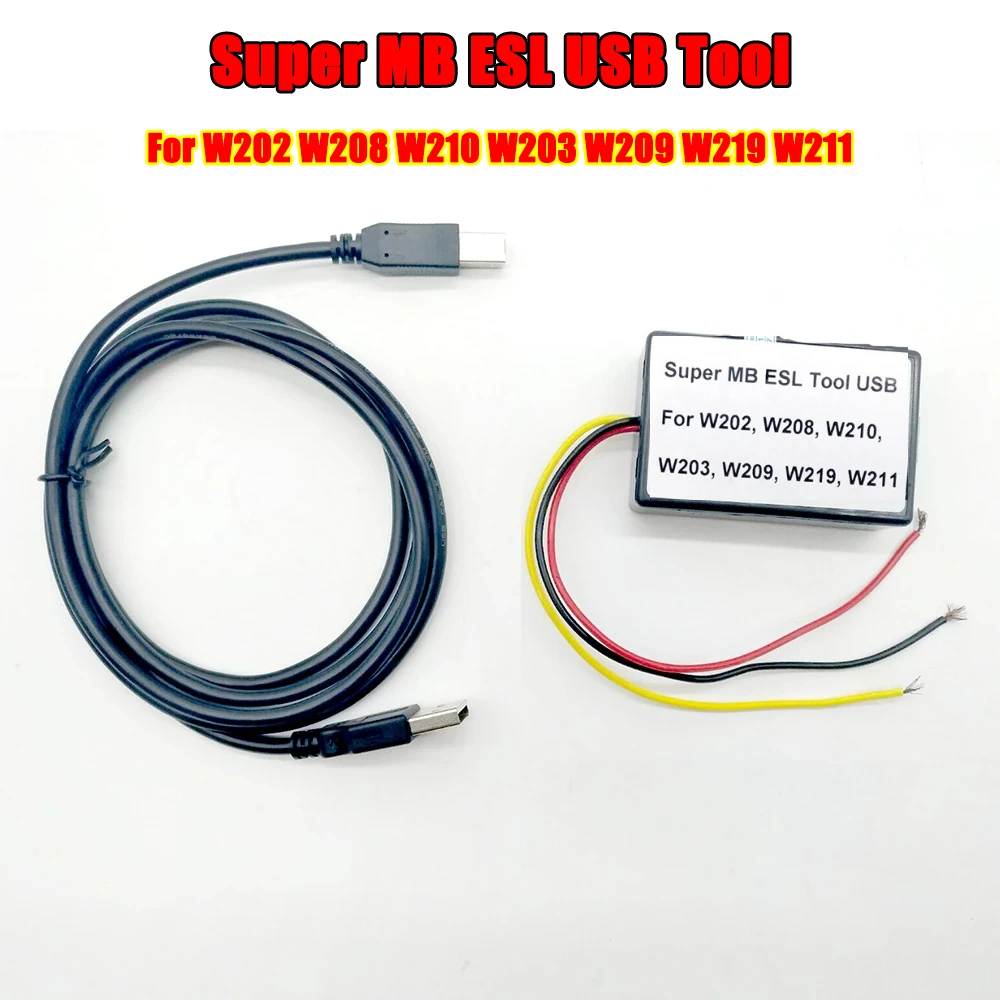 

Super MB ESL USB Tool Works for W202 W203 W208 W209 W210 W211 W219 Via USB Cable Unlock Read Programmer Essential Tools