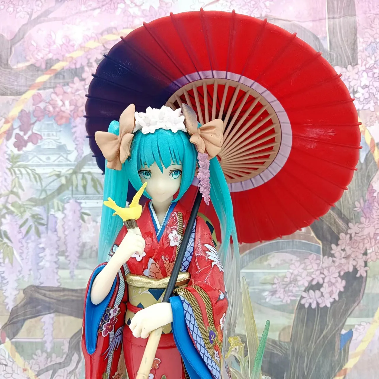 NEW bOXED Anime Hatsune Miku kimono Umbrella Beautiful girl series PVC Action figure Model toys Ornaments fans gifts