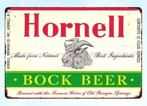 1930s Hornell Bock Beer Hornell Brewing Co. Inc. Hornell NY metal tin sign