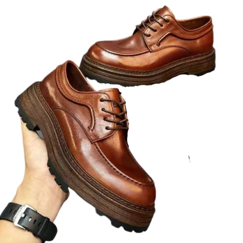 24 Real Leather Business Retro Leather Shoes Upper Is Horse Leather Lining Plastic Footpad Are Cowhide  klasik erkek ayakkabısı