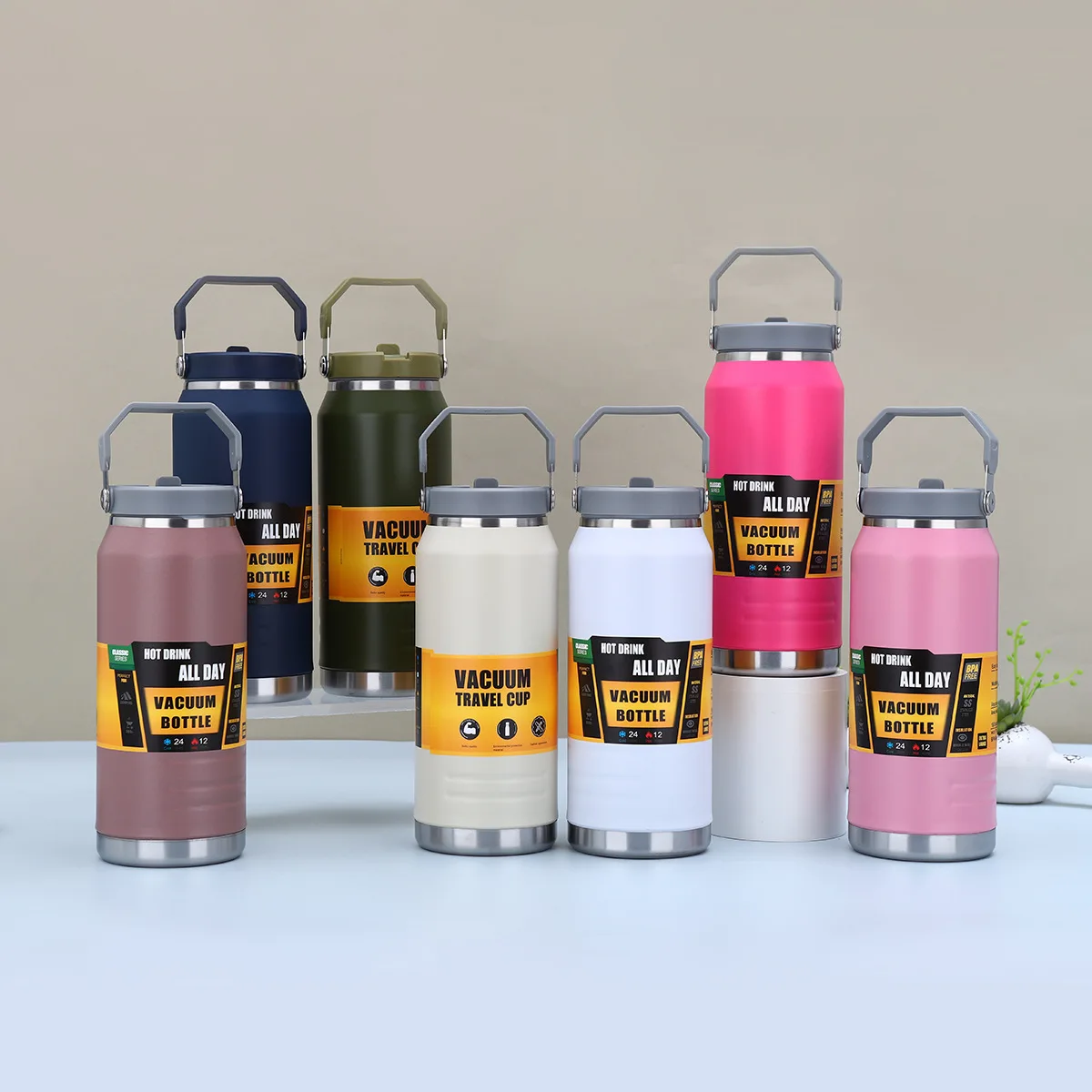 

American 304 stainless steel large ice bucket outdoor mountain climbing and cycling sports water bottle straw cup