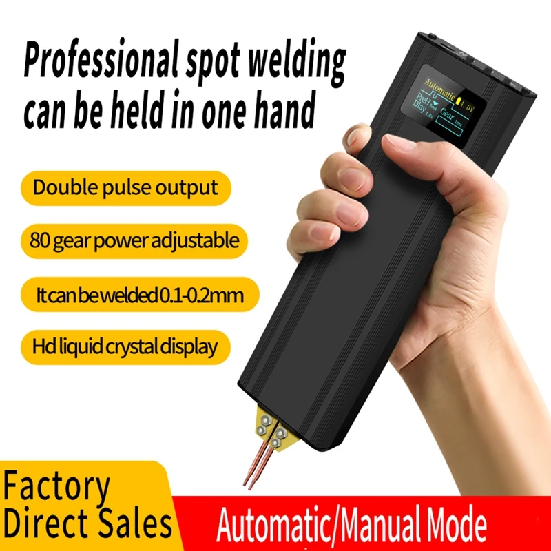 1Set 80-Gear OLED Digital Display Spot Welder Dual-Pulse Mobile Phone Battery Cell Black