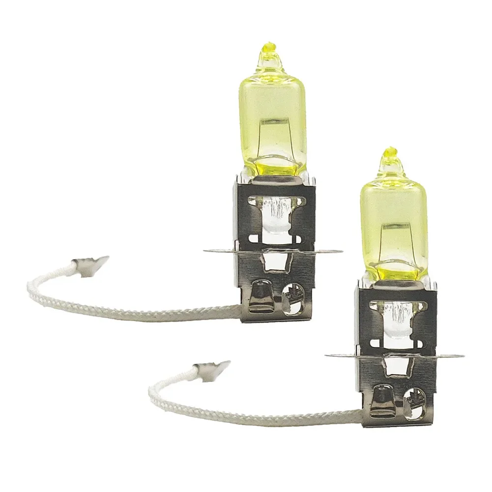

Daytime Running Lamp H3 Halogen Bulb Car 360 Degrees 12V-24V DC Aluminum Alloy High Beam Headlight Yellow 100W