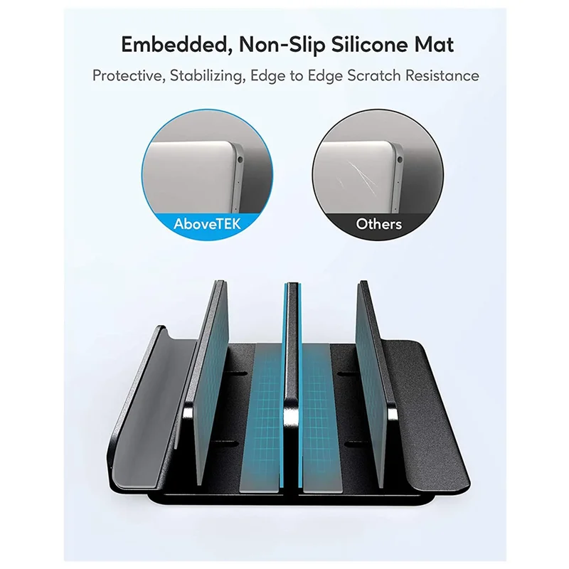 

Vertical Laptop Stand 3 Slots For Computer, Tablet, Phone - Fits All Laptop Models (Up To 17.3Inch)