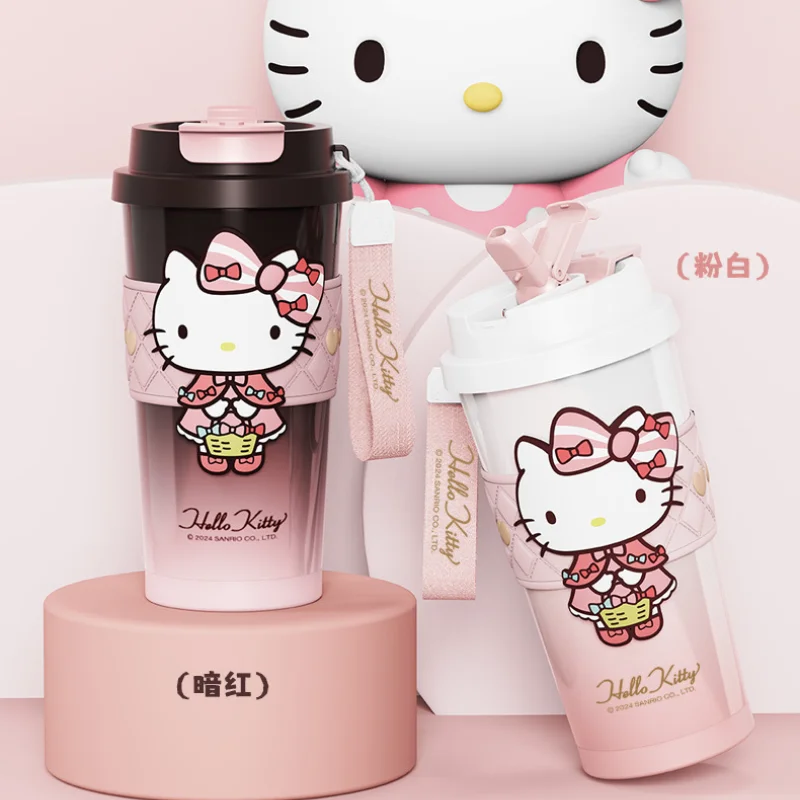 Chica 520Ml Sanrio Hello Kittys 316 Material taza térmica Kawaii Kuromi Cinnamoroll botella de agua de café vaso doble para beber
