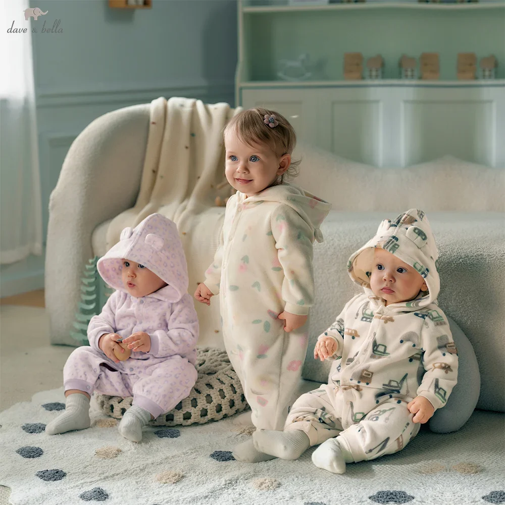 Dave Bella Baby Jumpsuit Autumn Boys Girl's Hoodie Romper Fleece Newborn Creeper Comfortable Print Antistatic DB3254153