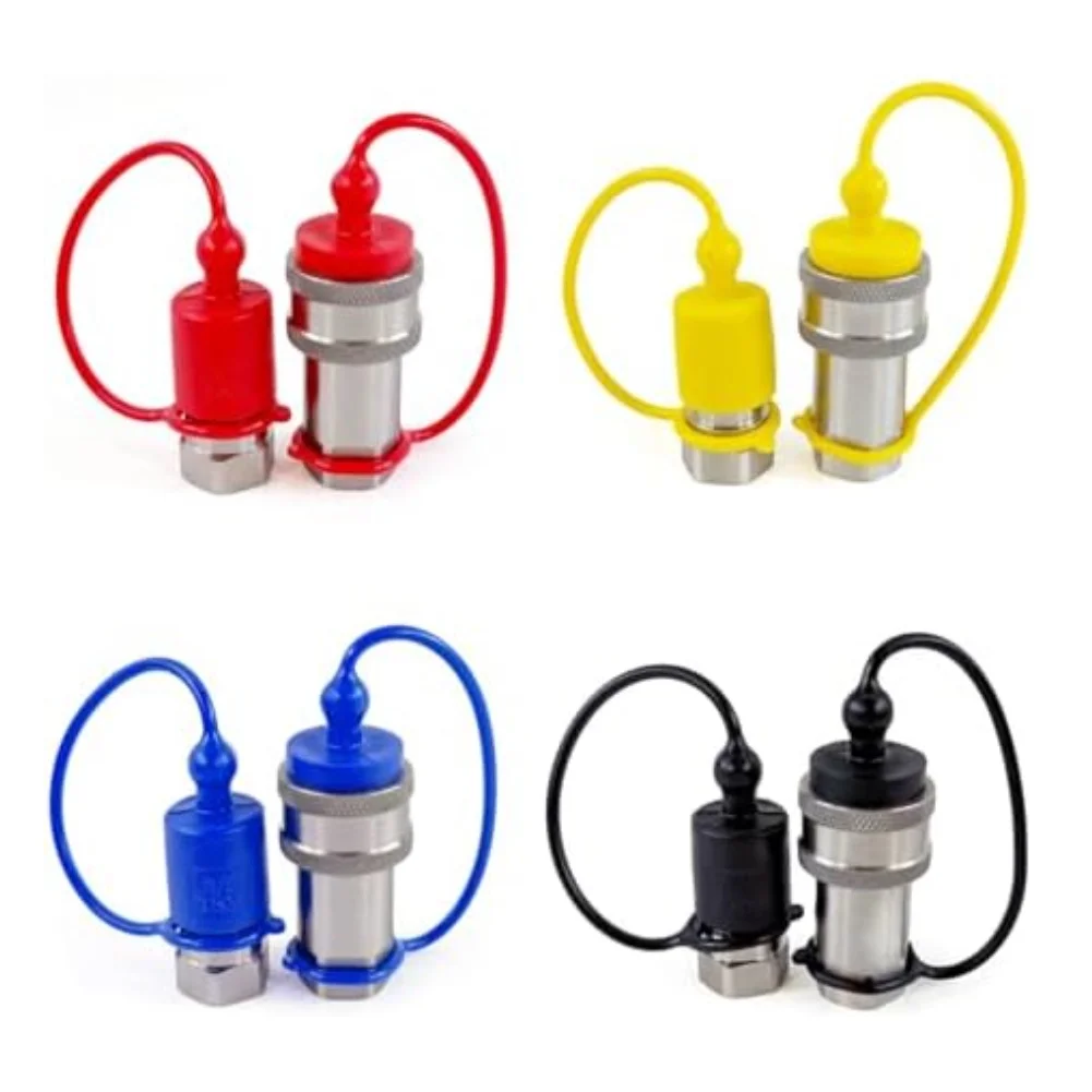 Set of 4 Hydraulic Quick Disconnect Couplings Dust 34 Inch Male Female Plastic Protective Covers for Hydraulic Use