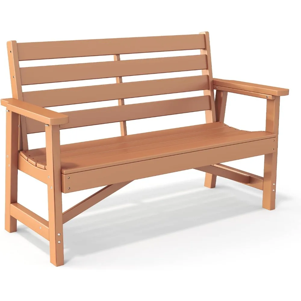 

IVY&LANE Outdoor Bench | HDPE Plastic | 2-Person | Garden Benches | Weatherproof | Teak | for Patio Park Porch Outside Backyard