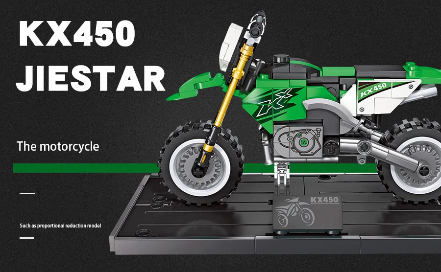 Speed Motorrad MOC Baustein Japan Motor KW Dirt Bike KX450 Modellbausatz Bausteine Konstruktionsspielzeug Motorrad für Geschenke – Detail 2