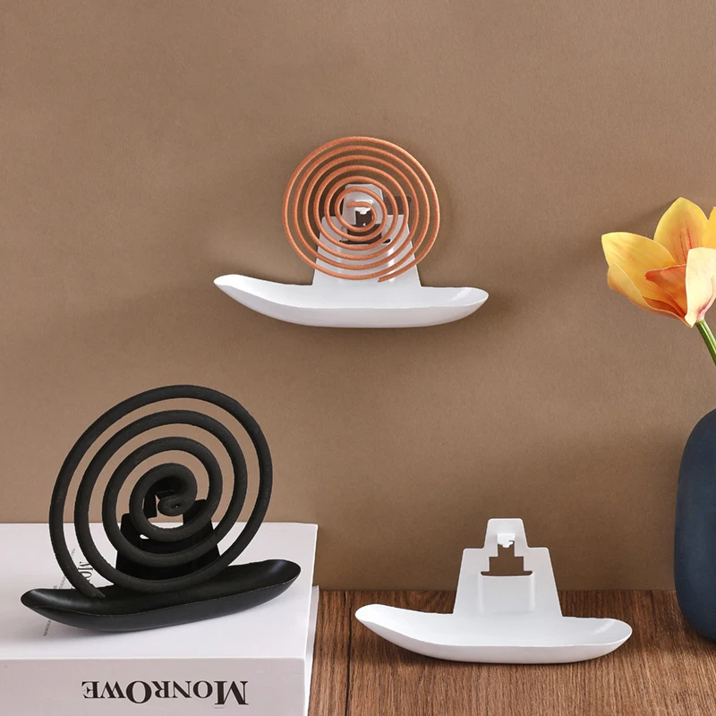 Creative Hanging Iron Boat Mosquito Coil Holder Spiral Summer Household Sandalwood Tray Holder Home Decorations