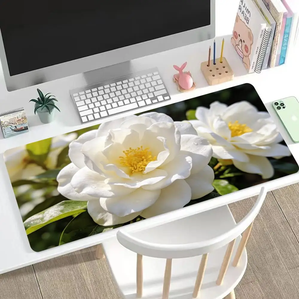 

Mouse Pad White Gardenia Flower Nice HD Mousepad Pad Extended Gaming Keyboard Large Mouse Pad XXL Gamer Mouse Pad HYBXXC