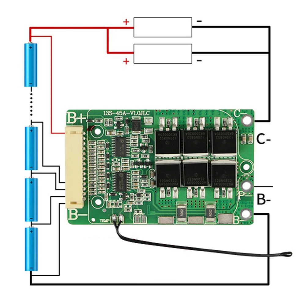 ABGI-Lithium-Batterie-Balancier-BMS 13S 48V 15A 20A 30A 18650 Akkupacks Lade-PCB PCM für E-Bike/Powerbank Solarenergie – Detail 9