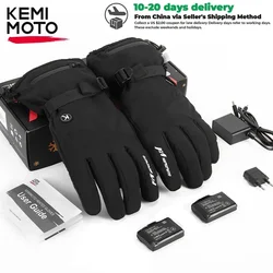 KEMIMOTO-guantes calefactables para esquí de invierno, guantes para moto de nieve, Scooter, Moto, pantalla táctil impermeable, batería recargable, caza y pesca