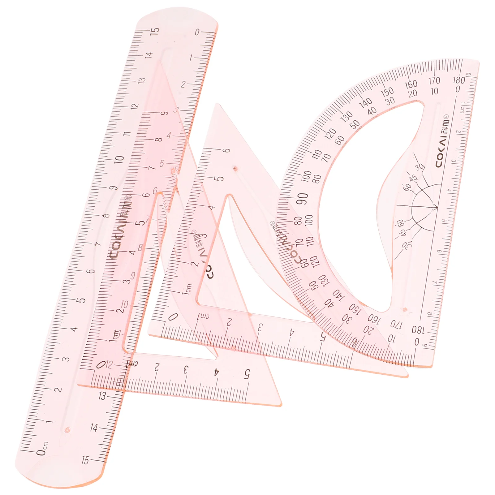 

4pcs/Set Plastic Straight Triangle Ruler Geometry Protractor Drafting Ruler Precise Measuring Ruler School Office Stationery