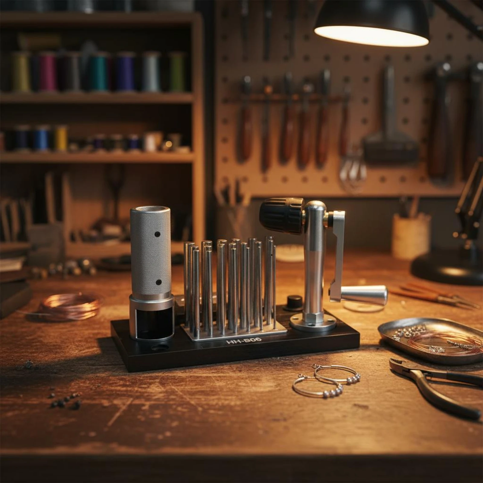 Image 7: Enrouleur de fil pour bijoux, machine manuelle à enrouler les bobines de bijoux, machine à enrouler le fil métallique multi-tailles avec mandrin