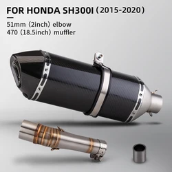 Slip On For Honda sh300 sh300i 2015-2020 Motorcycle Exhaust System Escape Modified Middle Link Pipe with Carbon Fiber Muffler