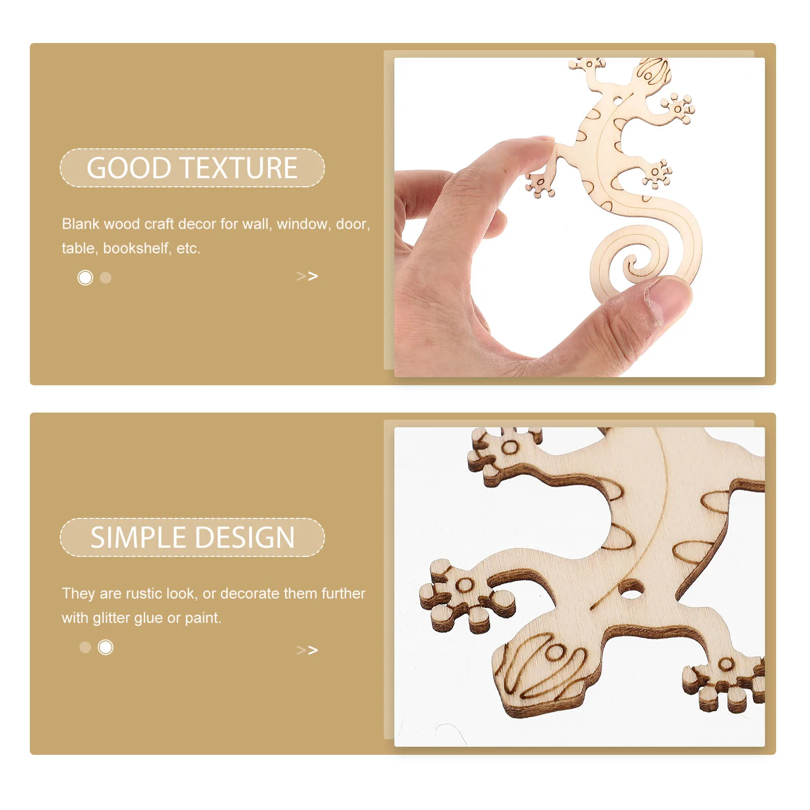 

50 Sets DIY Wooden Lizard Chips Craft Home Decor Unfinished Paint Slices Reptile Blanks Graffiti Cutouts Sewing Accessories