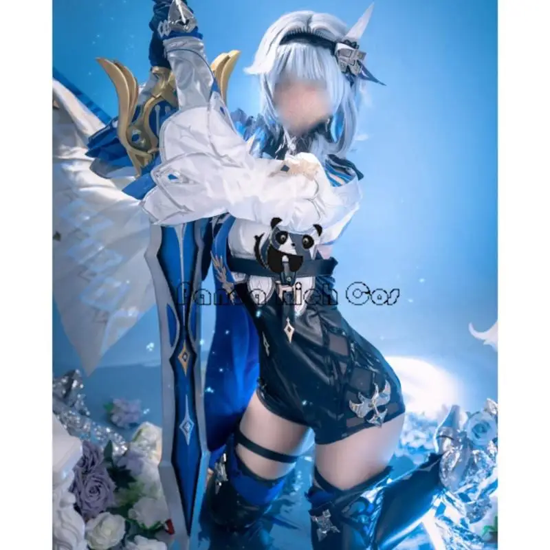 Anime Game Genshin Impact Eula Lawrence Cosplay Costume Eula Lawrence Wig Shoes Mondstadt Knights Woman Hallowen Uniform Suit