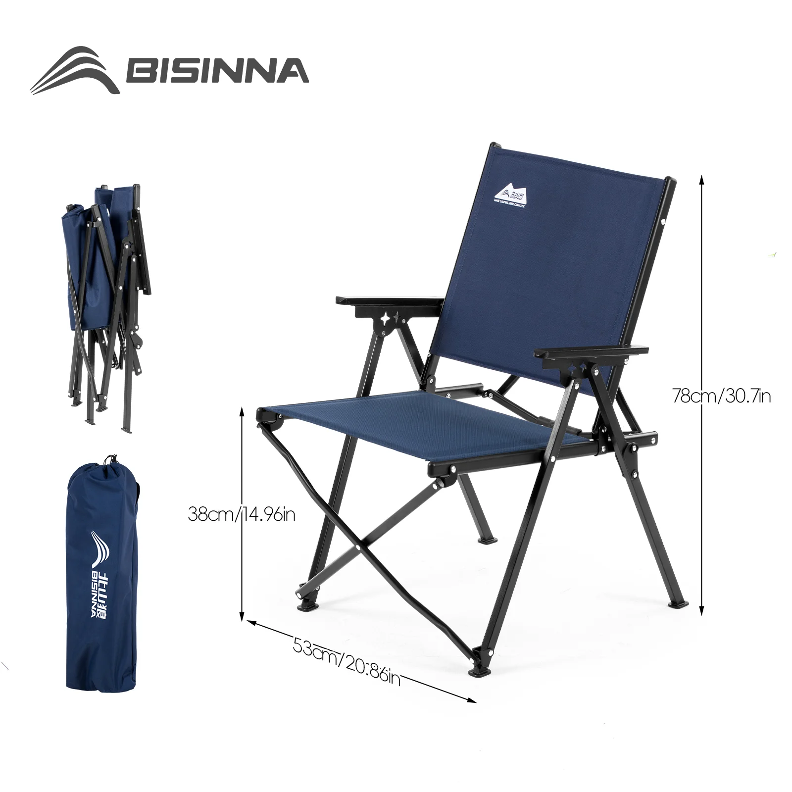BISINNA Upgrade Klappbarer Campingstuhl aus Oxford-Stoff, schnell zu öffnen, robust, tragbar, leicht, für Picknick, Strand, Reisen, Angeln