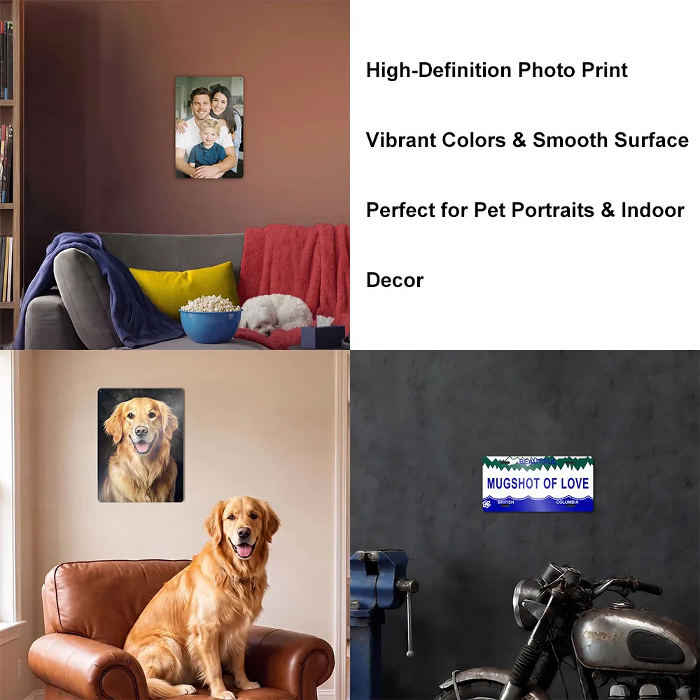 Custom Aluminum Metal Sign Personalized Photo Plaque Custom Picture Print Pet Portrait Sublimation Wall Decor - view 2