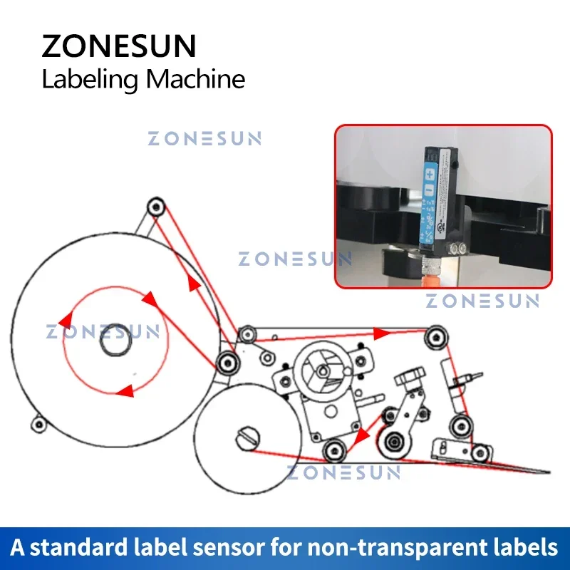 ZONESUN ZS-TB200R Automatic self-adhesive Labeler Round Bottle Vial Jar Can Tin Drinks Detergent Sticker Labeling Machine