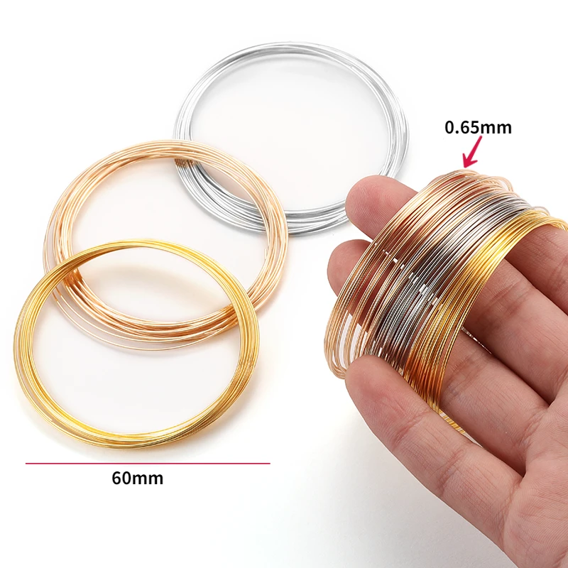 20 حلقات الذاكرة أسلاك الفولاذ ضياء 60 مللي متر الإسورة حلقة قلادة طوق هوب لصنع المجوهرات DIY بها بنفسك اكسسوارات تمتد طول 3.7 متر