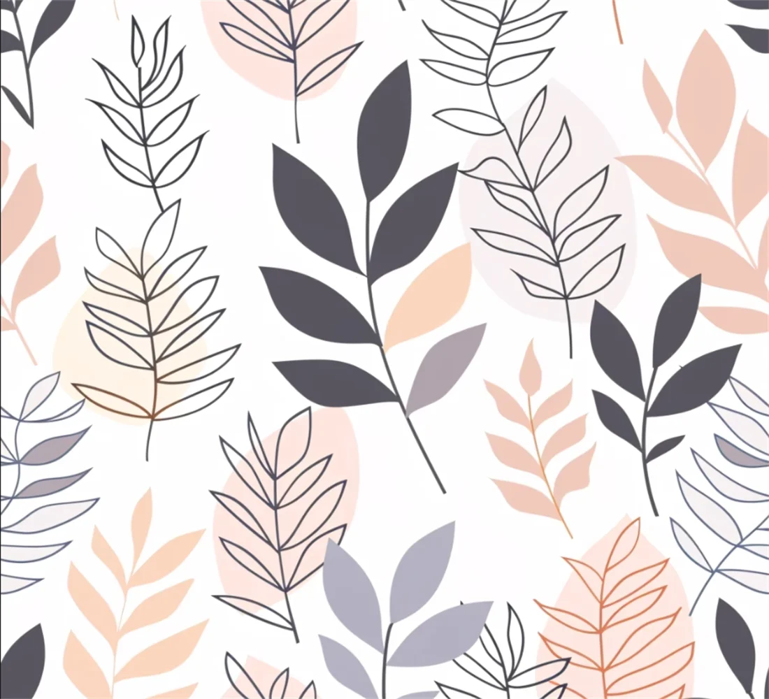 Custom size mural leaf feather decoration painting small floral patterns flat wallpaper, unlimited connection to flowers murals