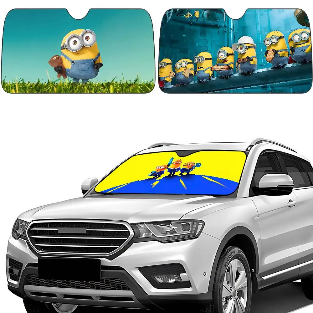 

Funny M-minions Car Sunshade Curtains Windscreen Front Window Visor 70x130cm Sun Visor Solar Protect Plaid Gift Novelty Car