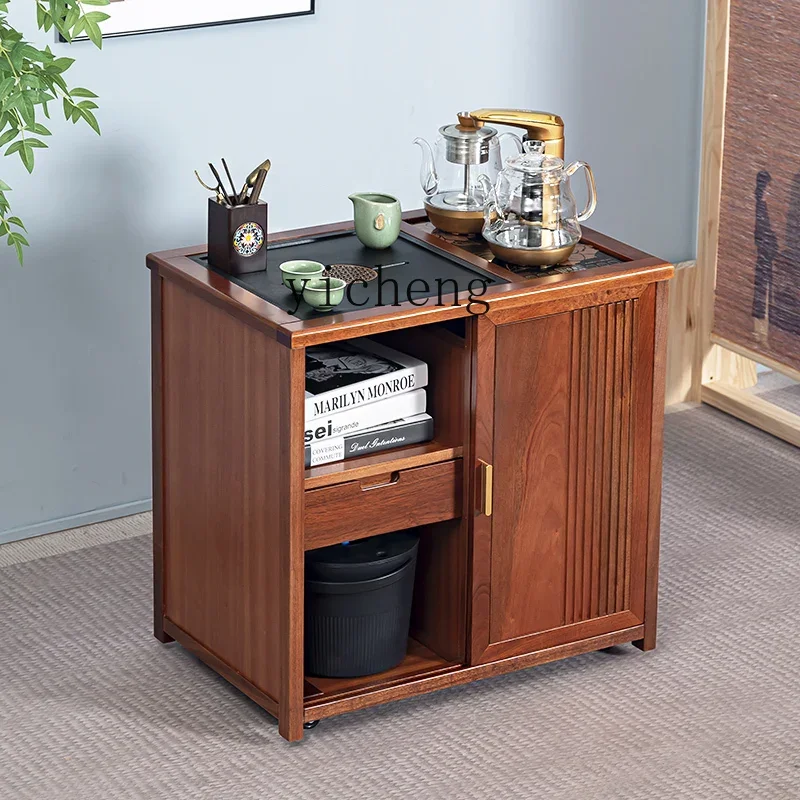 U6.2 mobile solid wood cabinet kettle integrated household living room balcony small tea table coffee table