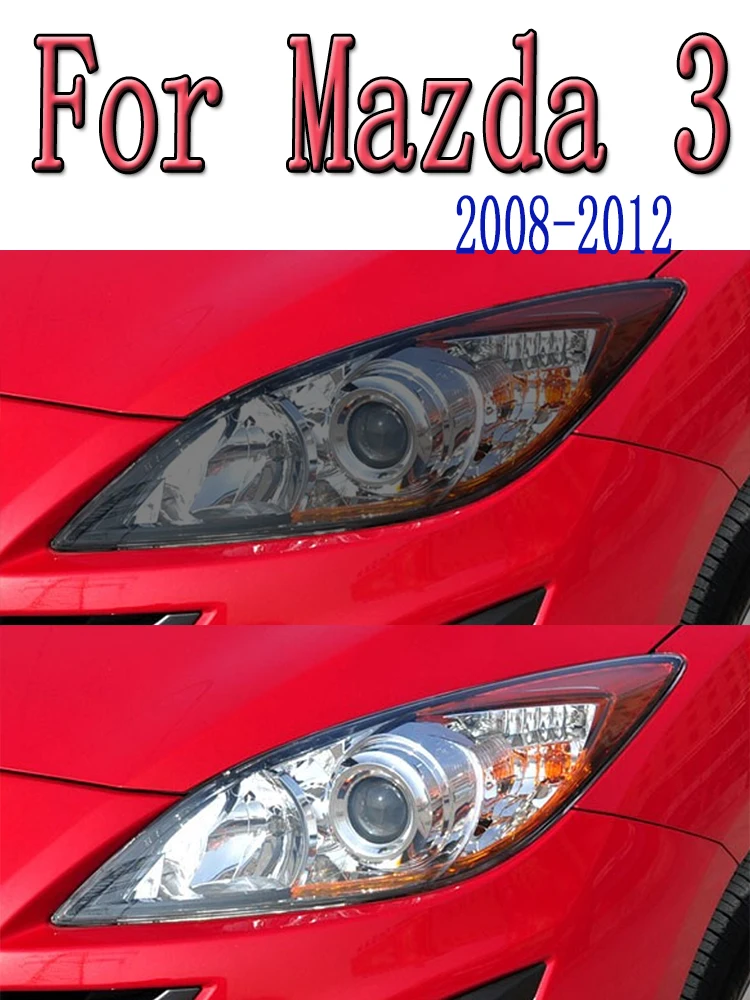 

2 Pcs Car Headlight Tint Smoked Black Protective Film Front Light TPU Sticker For Mazda 3 2008-2012 Accessories