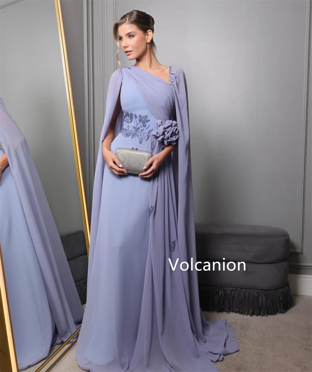 فساتين طويلة مخصصة من الشيفون مصنوعة يدويًا مطرزة على شكل حرف a مكشوفة الكتف مناسبة رسمية رائعة